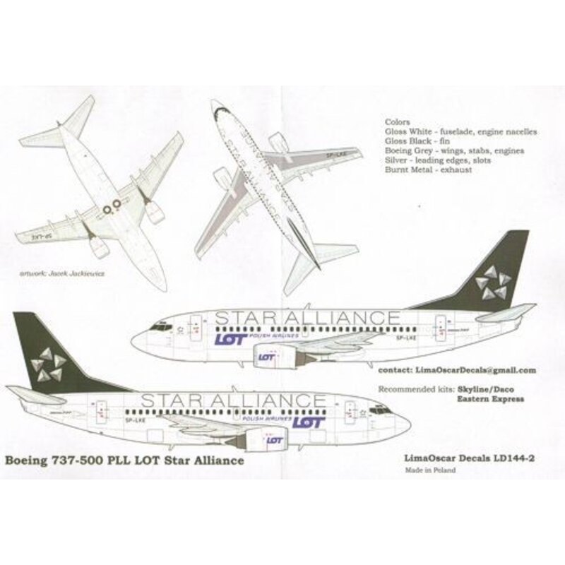  Calcomanía Boeing 737-500 PLL LOT Star Alliance Polish Airlines