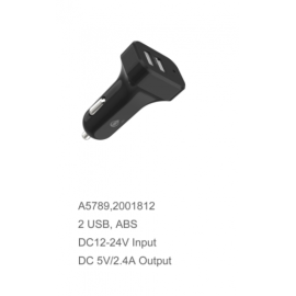  Cargador de Coche 2 Puertos USB 2.4A - A5789 -Negro- (BULK)