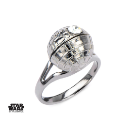  STAR WARS - Women's Stainless Steel 3D Death Star Ring - Size 7