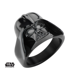  STAR WARS - Men's Stainless Steel Black 3D Darth Vader Ring - Size 12