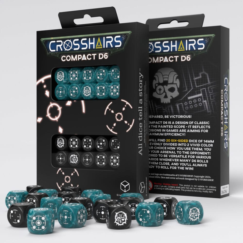 Dado Crosshairs Compact D6 dice pack Stormy&Black (20)
