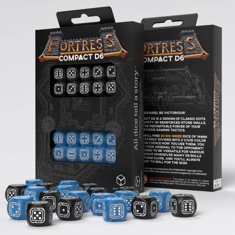 Dado Fortress Compact D6 dice pack Black&Blue (20)