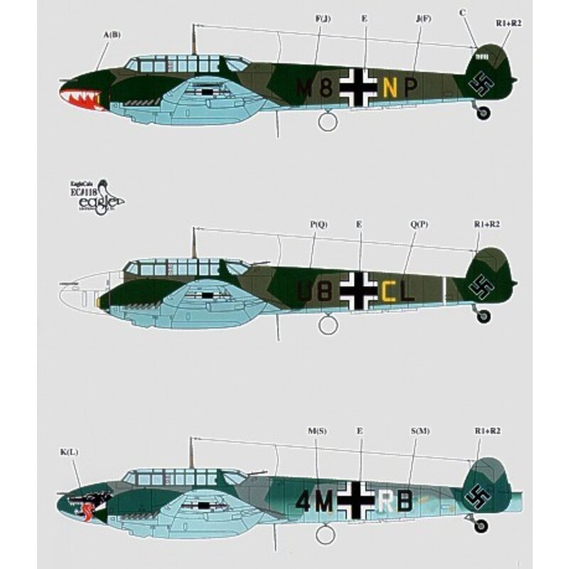 Calcomanía Eagle Cal Calcomanía Messerschmitt Bf 110c D Pt 2 3 U8 Cl