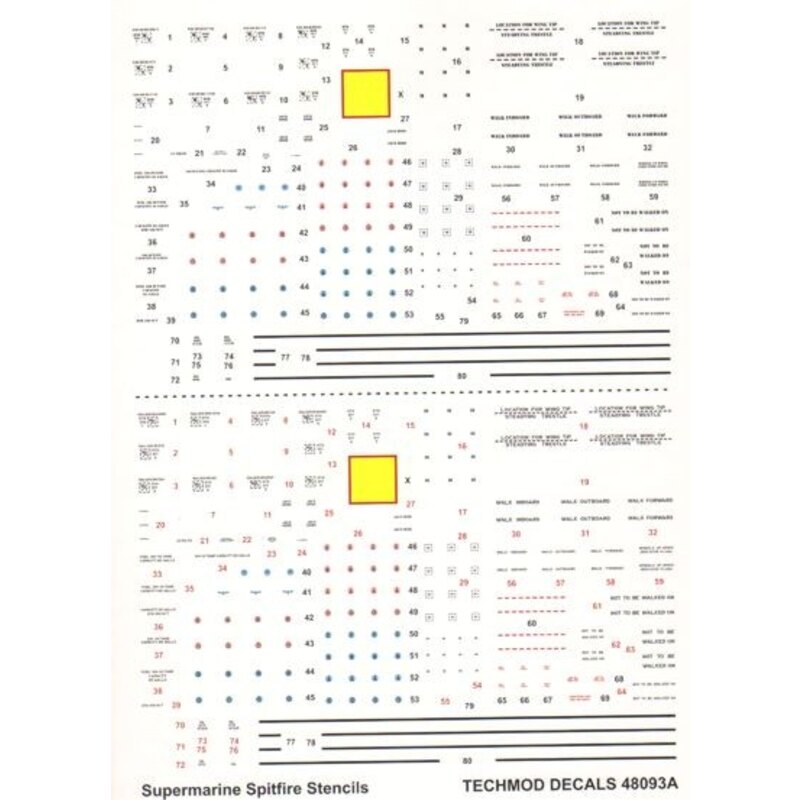 Supermarine Spitfire Mk. I à XVI Stencil Data for two aircraft.