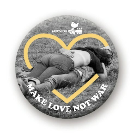 Woodstock: making love pinback button