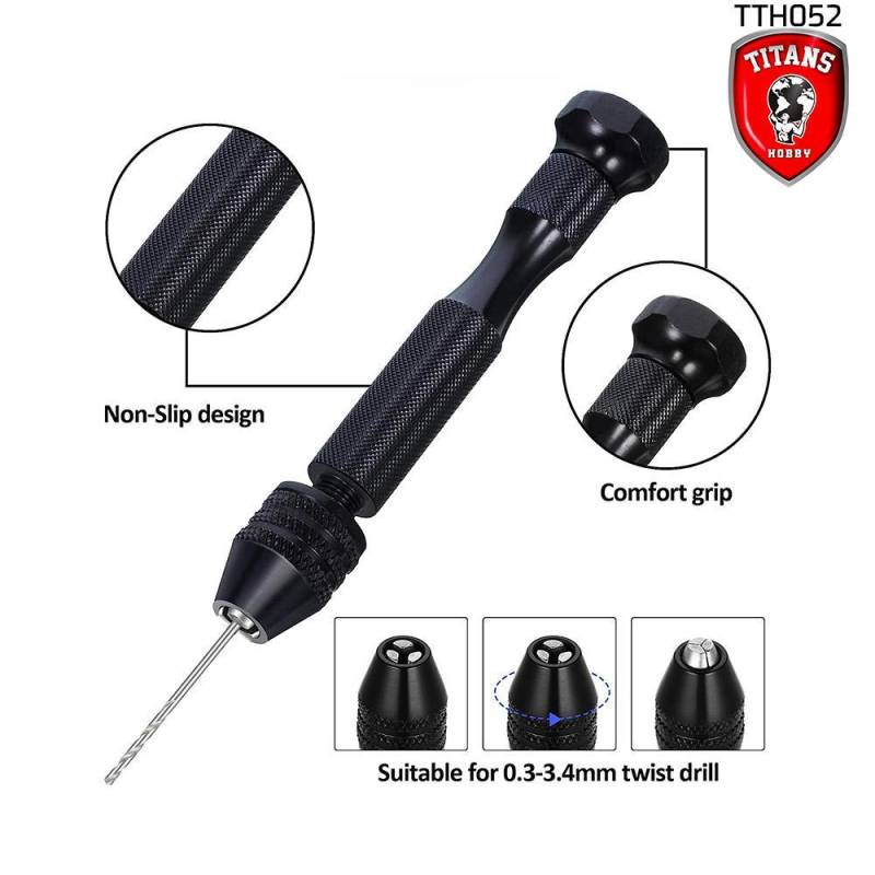 TITANS HOBBY: Precision mini hand drill with non-slip handle for drills mm. 0.3 - 3.4