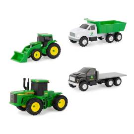 Conjunto de 4 vehículos JOHN DEERE - Tractores y volquete y plataforma