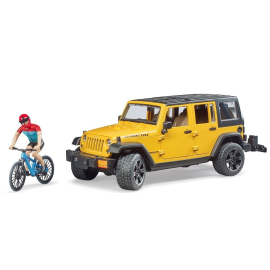 JEEP Wrangler Rubicon con bicicleta y ciclista