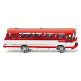 Miniatura MERCEDES-BENZ O 302 Autobús tráfico rojo y blanco.