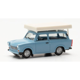 TRABANT azul pastel con carpa de techo