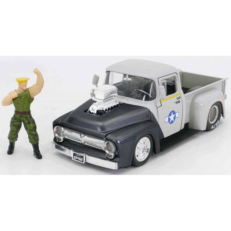 FORD F100 Pick-up 1956 gris con figura de Guile