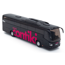 Miniatura Autobús turístico VDL Futura Contiki negro con marcas rosas
