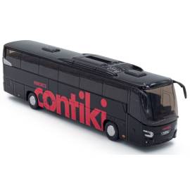 Autobús turístico VDL Futura Contiki negro con marcas rojas