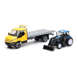 Miniatura Camión portavehículos IVECO con NEW HOLLAND T6.175