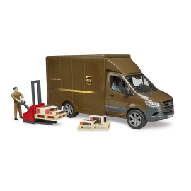 Miniatura Camión MERCEDES BENZ Sprinter UPS con conductor y accesorios