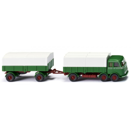 Miniatura Camión portaequipajes MERCEDES LP 333 6x4 con remolque 1 Eje Verde