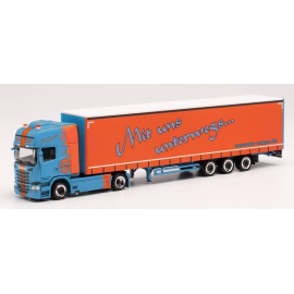 Miniatura SCANIA R `13 4x2 con remolque basculante 3 Ejes MB Cargo