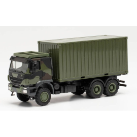 Miniatura Portaequipajes IVECO Trakker 6x6 con contenedor de 20 pies Camuflaje