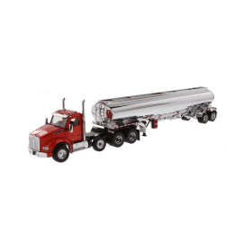 Miniatura KENWORTH T880S Day Cab 8x4 con cisterna cromada 2 Ejes