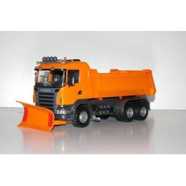 Miniatura SCANIA G 6x4 naranja con quitanieves