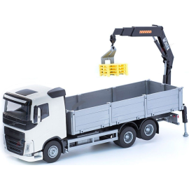 Miniatura Camión VOLVO FH blanco 6x4 con grúa de descarga