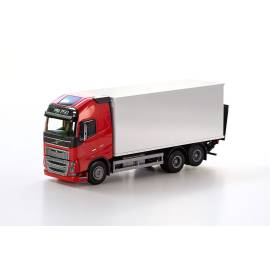 Miniatura VOLVO FH 6x4 rojo con carrocería y portón trasero