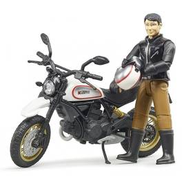 Miniatura DUCATI SCRAMBLER Blanco/oro con carácter