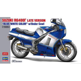 Miniatura Moto SUZUKI RG400I azul y blanca para montar y pintar