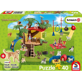  Puzzle de 40 piezas SCHLEICH Happy Dogs con figura