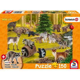  Puzzle de 150 piezas SCHLEICH Animales salvajes con figura