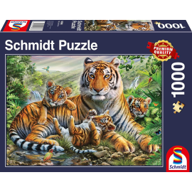  Puzzle de 1000 piezas Tigresa y sus cachorros