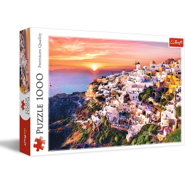  Puzzle de 1000 piezas Una puesta de sol sobre Santorini