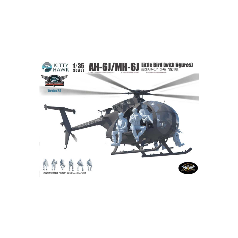 Plastic model of MH-6 Little Bird helicopter with figures 1:35