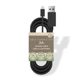  iPhone 5V/2A USB charge/data cable - 1m - Bulk - Black