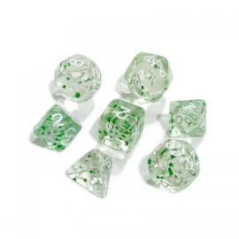  Set of 7 dice - Miniature - Glitter green