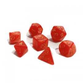  Set of 7 dice - Miniature - Pearly Red