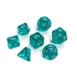  Set of 7 dice - Miniature - Transparent Turquoise