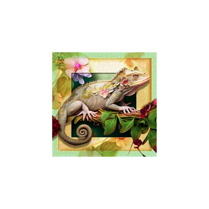  Wooden puzzle – Chameleon and Flowers – 550 pcs (50 unique pcs)