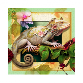  Wooden puzzle – Chameleon and Flowers – 550 pcs (50 unique pcs)