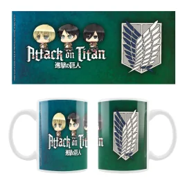  Attack on Titan ceramic mug Eren, Mikasa & Armin Chibi Style