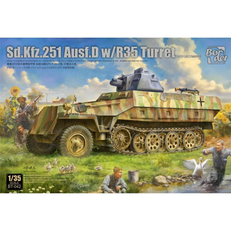 Maqueta BORDER MODEL: 1/35; Sd.Kfz.251 /1 Ausf.D with R35 turret with PE and workable tracks