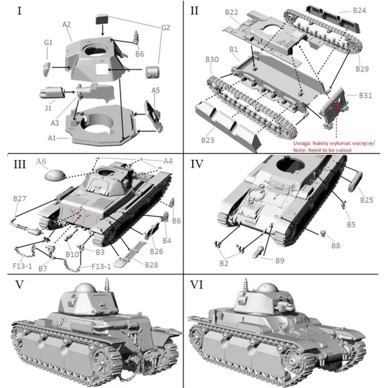 Maqueta militar FIRST TO FIGHT: 1/72; French Renault R40 tank with SA18 gun