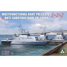 Maqueta TAKOM MODEL: 1/350; MULTIFUNCTIONAL BOAT PR.23370 & ANTI-SABOTTAGE BOAT PR.21980 2+2+2