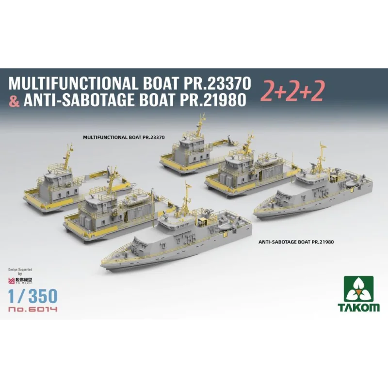 Maquetas de barcos TAKOM MODEL: 1/350; MULTIFUNCTIONAL BOAT PR.23370 & ANTI-SABOTTAGE BOAT PR.21980 2+2+2