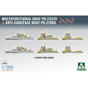 Takom TAKOM MODEL: 1/350; MULTIFUNCTIONAL BOAT PR.23370 & ANTI-SABOTTAGE BOAT PR.21980 2+2+2