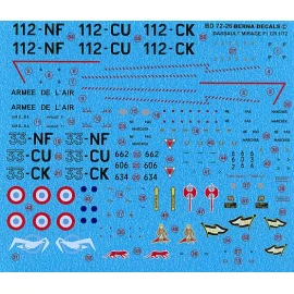 Calcomanía Re-printed! Dassault-Mirage F.1CR (3) No 634/33-CK or 112-CK ER1/33 Belfort; No 606/33CU or 112-CU ER1/33 Belfort; N