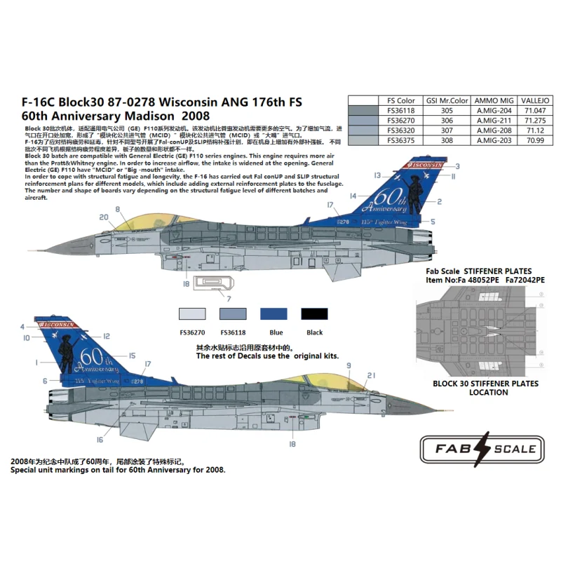 FabScale Studio F-16C Wisconsin ANG 176th FS 60th Anniversary