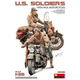 Maqueta US SOLDIERS WITH WLA MOTORCYCLES This kit features US soldiers with WLA motorcycles, providing a detailed representatio