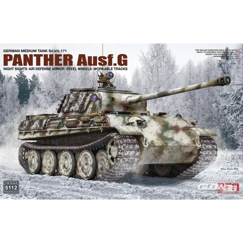 Maqueta Panther Ausf. G w/ Night Sights, Air Defense Armor, Steel Wheels, Workable Tracks