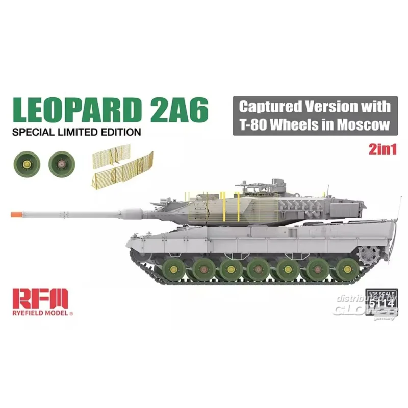 Maqueta Leopard 2A6 Captured Version with T-80 Wheels in Moscow 2 in 1 Limited Edition